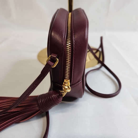 Authentic Saint Laurent maroon Super Mini Camera Bag and Tassel - Picture 3 of 7